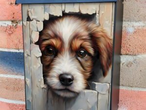 Cute Peeking Puppy Colonial Mailbox Cover