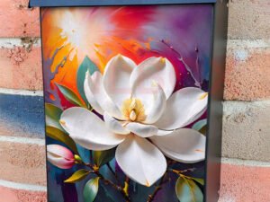 White Summer Magnolia Colonial Mailbox Cover