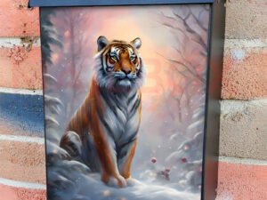 Winter Tiger in the Snow Colonial Mailbox Cover