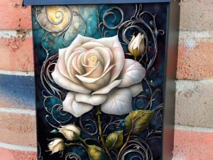Blooming Midnight Roses Colonial Mailbox Cover