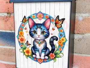Cute Folklore Kitten Colonial Mailbox Cover