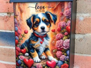 Valentine's Day Puppy Colonial Mailbox Cover