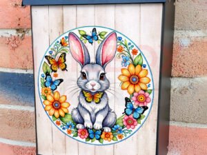 Cute Folklore Bunny Colonial Mailbox Cover