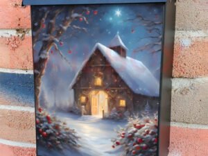 Cozy Winter Barn Colonial Mailbox Cover