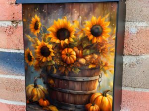 Farmhouse Bucket with Sunflowers Colonial Mailbox Cover