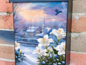 Early Snow in the Garden Colonial Mailbox Cover