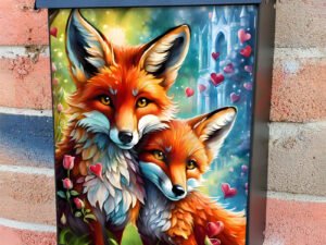 Cute Valentine's Day Fox Couple Colonial Mailbox Cover