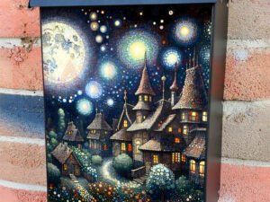 Full Moon above the Summer Town Colonial Mailbox Cover