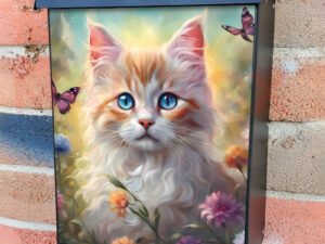 Butterflies and Kitten Colonial Mailbox Cover