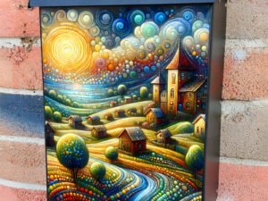 Summer Day at the Seaside Town Colonial Mailbox Cover