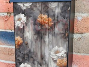 Painted Flowers on Wood Design Colonial Mailbox Cover