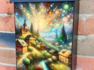 Cute Summer Village Colonial Mailbox Cover