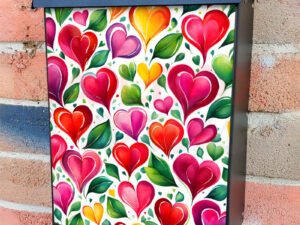 Cute Valentine's Day Heart Flowers Colonial Mailbox Cover