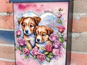 Puppy Love Colonial Mailbox Cover