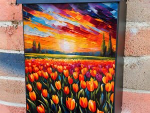 Tulip Field in the Sunset Colonial Mailbox Cover