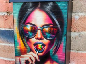 Graffiti Girl with a Lollipop Colonial Mailbox Cover