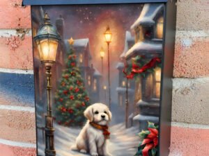 Puppy on the Snowy Street Colonial Mailbox Cover