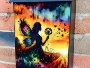 Pretty Dandelion Sunset Fairy Colonial Mailbox Cover