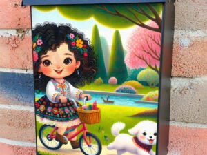 Little Polish Girl in the Park Colonial Mailbox Cover