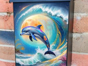 Jumping Dolphin in the Moonlight Colonial Mailbox Cover