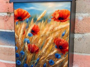 Flowers and Wheat in the Wind Colonial Mailbox Cover