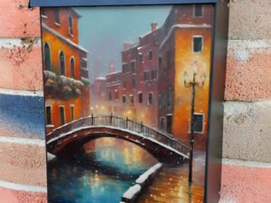 Snowy Bridge in Venice Colonial Mailbox Cover