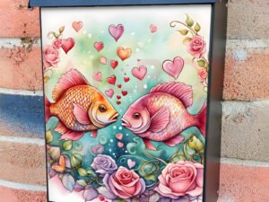Valentine’s Fish in Love Colonial Mailbox Cover
