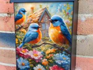 Cute Birds at the Cottage Colonial Mailbox Cover