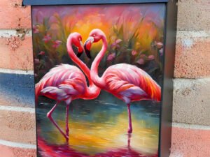 Pretty Flamingo Couple 2 Colonial Mailbox Cover