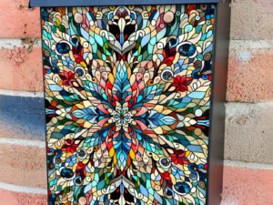 Stained Glass Floral Folklore Colonial Mailbox Cover