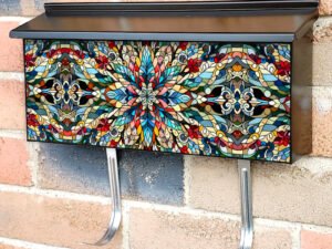 Stained Glass Floral Folklore Townhouse Mailbox Cover