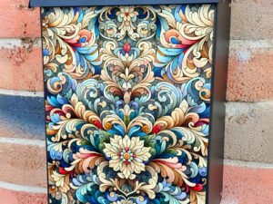 Stained Glass Folklore Flowers 2 Colonial Mailbox Cover