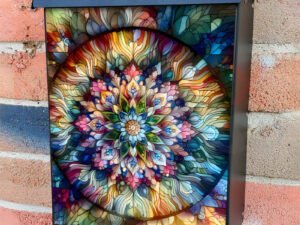 Stained Glass Abstract Mandala Colonial Mailbox Cover