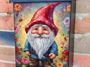 Cute Valentine’s Gnome with Flowers Colonial Mailbox Cover