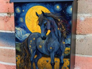 Starry Night Stallion Colonial Mailbox Cover
