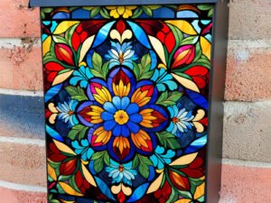 Bohemian Folk Flower Design Colonial Mailbox Cover