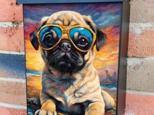 Cute California Beach Puppy Colonial Mailbox Cover