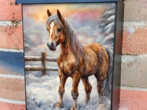 Beautiful Winter Baby Horse Colonial Mailbox Cover
