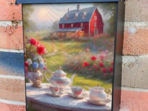 Picnic at the Red Barn Colonial Mailbox Cover