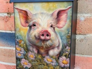 Little Piglet in the Flower Meadow Colonial Mailbox Cover