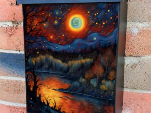 Whimsical Starry Autumn Night Colonial Mailbox Cover