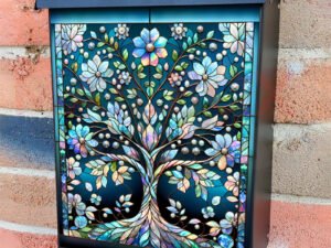 Stained Glass Spring Tree 2 Colonial Mailbox Cover
