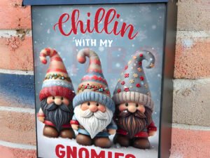 Three Cute Christmas Gnomes Colonial Mailbox Cover