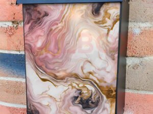 Grey, Pink and Gold Marble Pattern Colonial Mailbox Cover