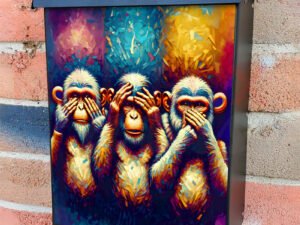 Three Wise Monkeys Colonial Mailbox Cover