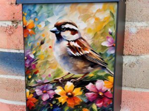 Little Colorful Sparrow Colonial Mailbox Cover