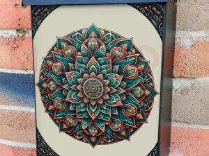 Beautiful Copper and Teal Mandala Colonial Mailbox Cover