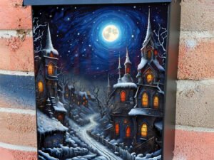 Nightmare Christmas Town Colonial Mailbox Cover