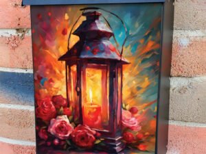 Pretty Lantern with Roses Colonial Mailbox Cover