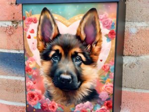 Lovely Valentine’s Puppy Colonial Mailbox Cover